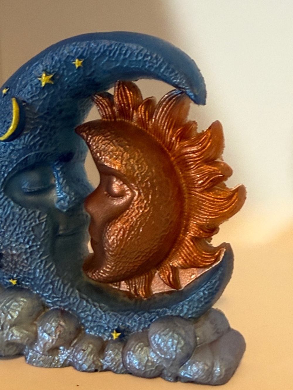 Unique Resin,Blue Moon & Copper Sun Resin Sculpture - Home Art Decor - Picture 5 of 9